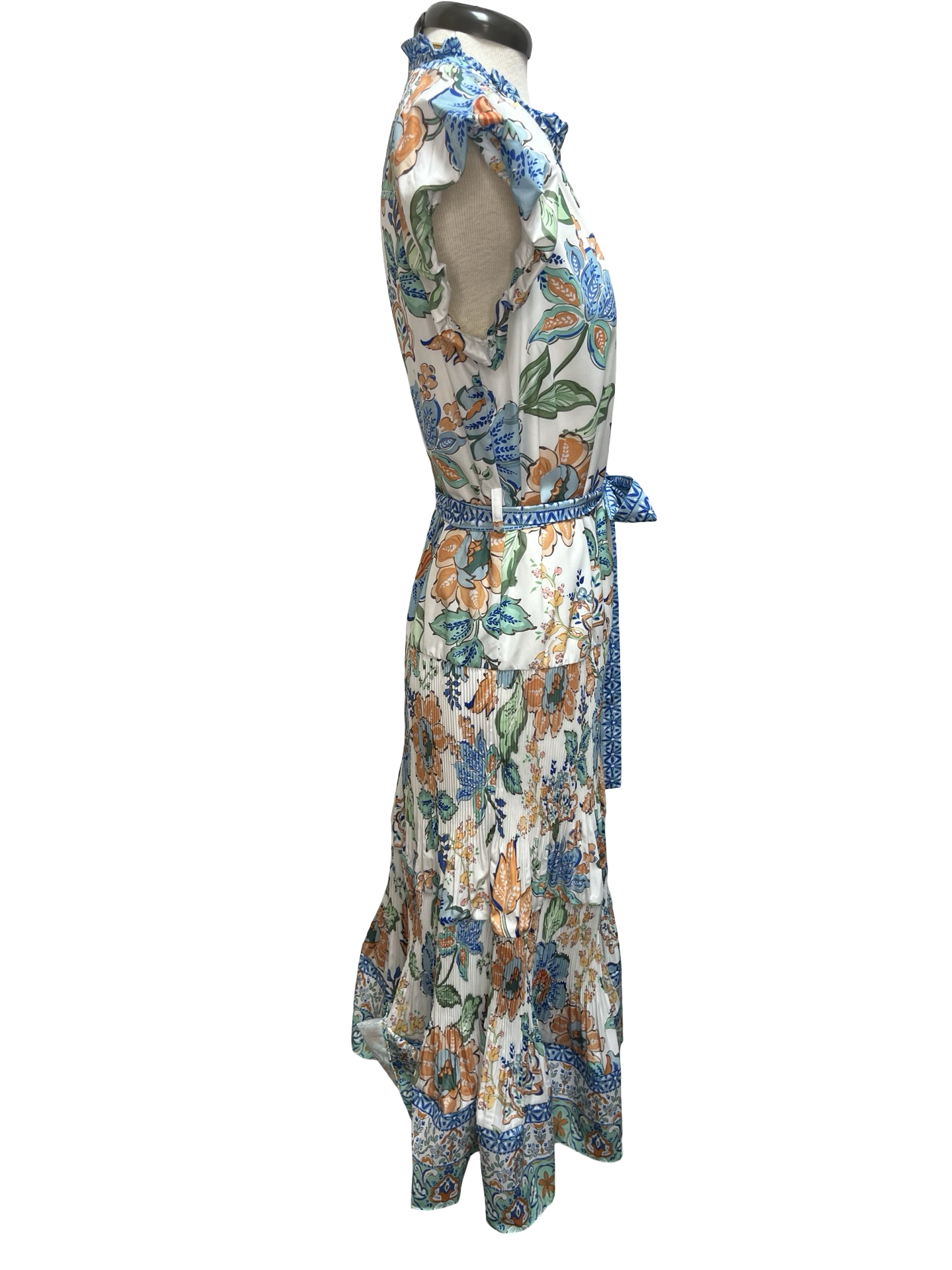 Tiered Midi Dress Blue Multi