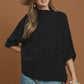 Mock Neck Dolman Sleeve Knit Top Black