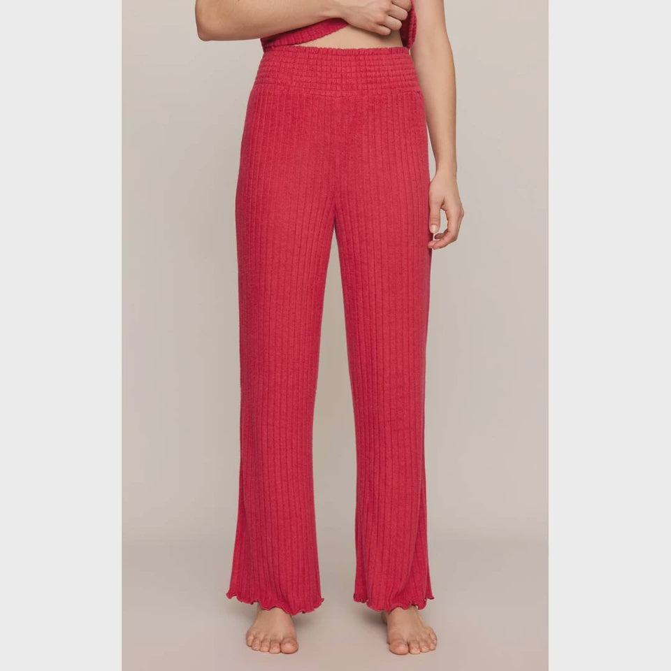 Dawn Smocked Rib Pant Ruby Red