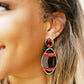 Beaded Black/Red Football Earring