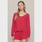 Daydreamer Soft V Longsleeve Top Ruby Red