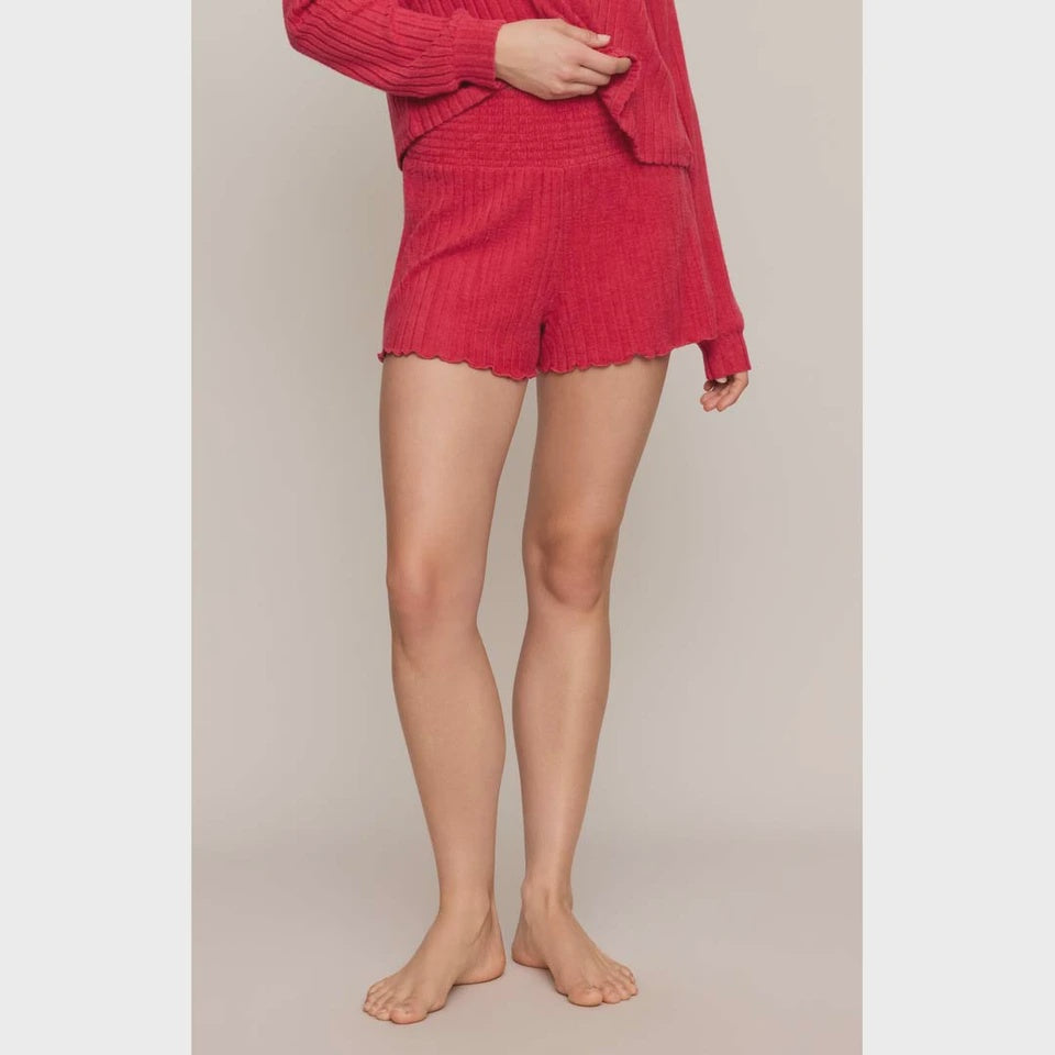 Dawn Smocked Rib Short Ruby Red