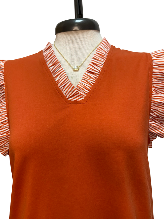 Dakota Orange Ruffle Sleeve Top
