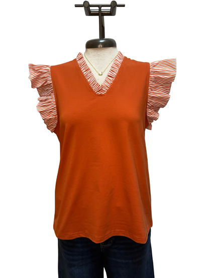 Dakota Orange Ruffle Sleeve Top