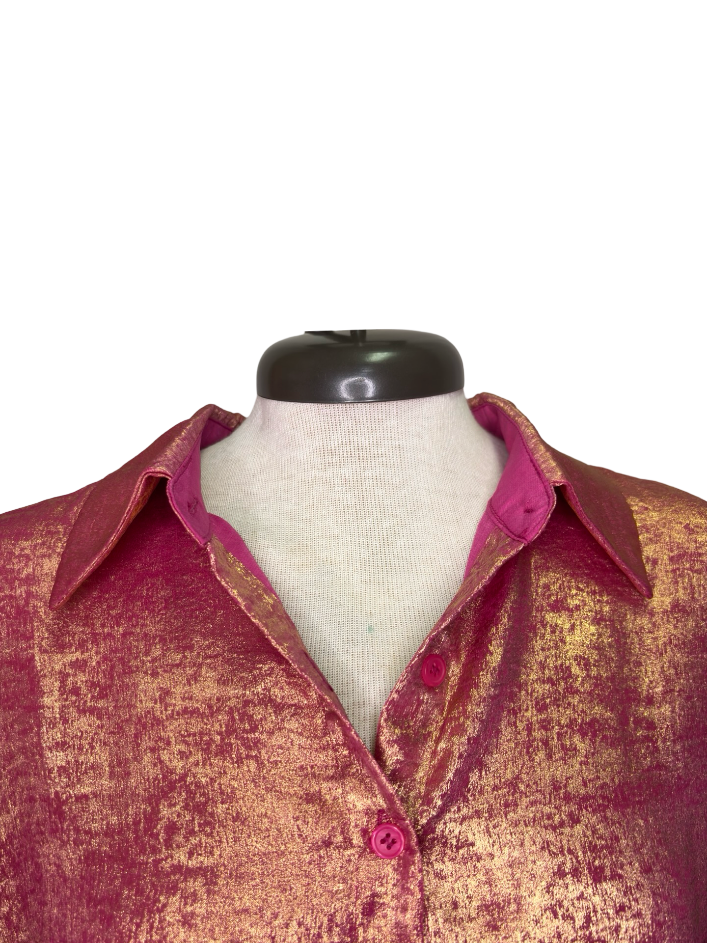 Rosy Red Metallic Sheen Button Shirt