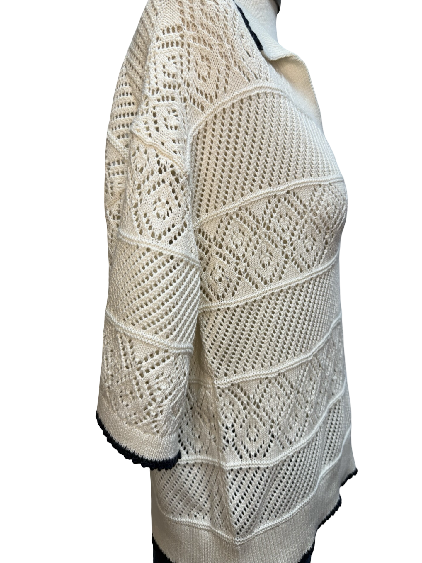 Denman Crochet Polo Sweater Sandstone