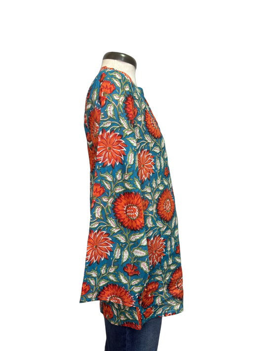 Renee Henley Top Teal Rose