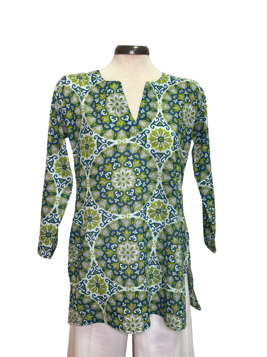 Riley Cotton Tunic Teal Olive