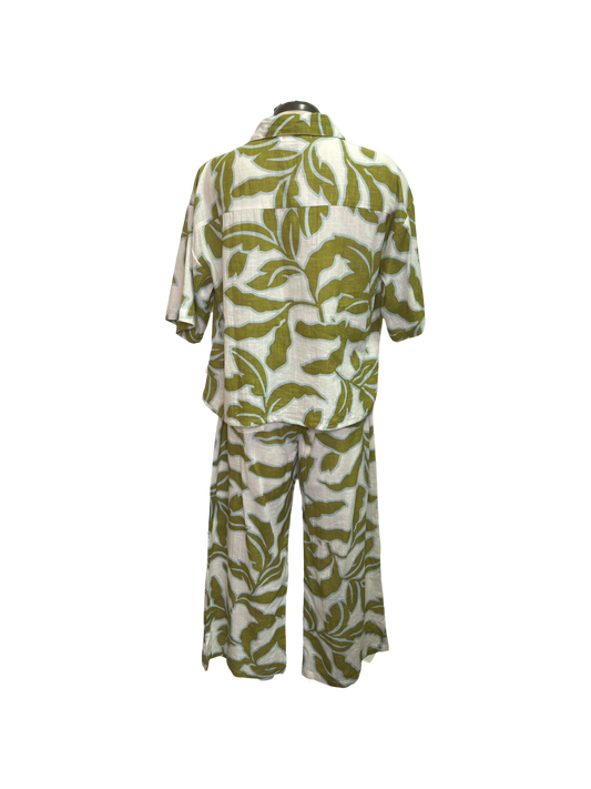 Tropical Cotton Pant Olive White