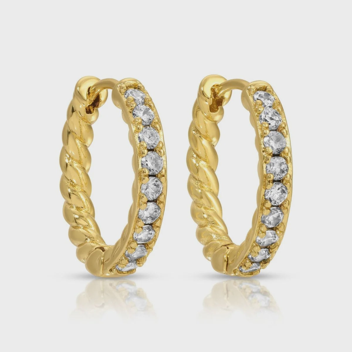 Large Cubic Zirconia Twist Huggies Gold