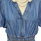 Bubble Sleeve Washed Denim Maxi Dress