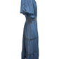 Bubble Sleeve Washed Denim Maxi Dress