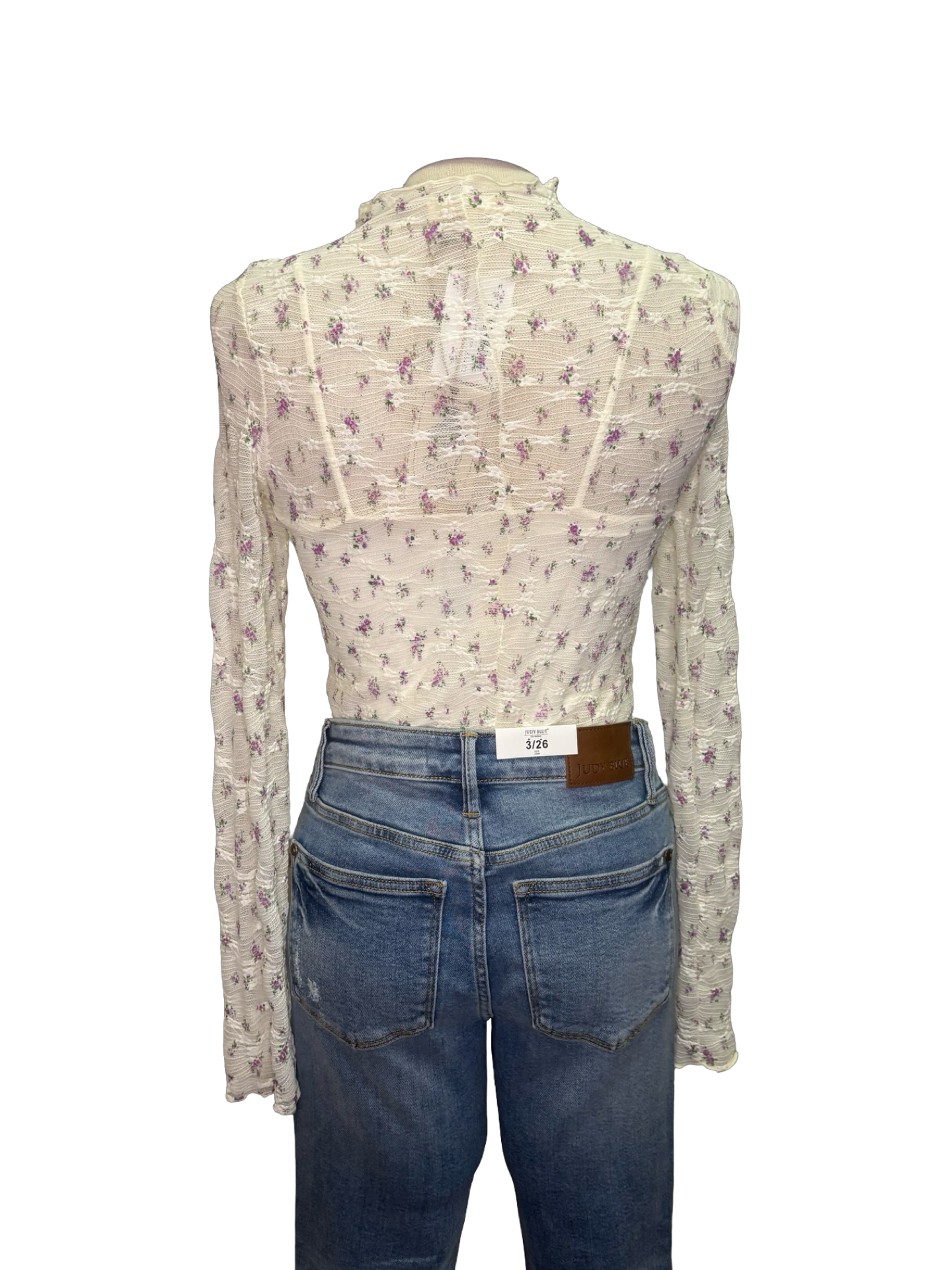 Ditsy Floral Printed Lace Top Ivory