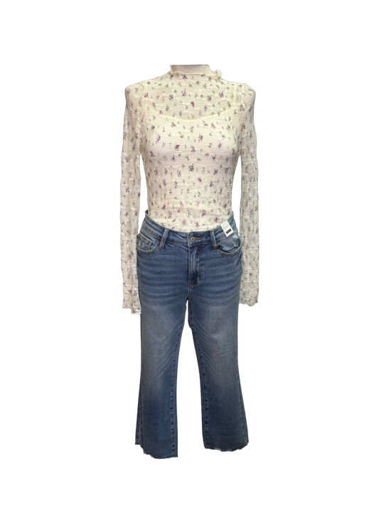 Judy Blue MR Vintage Wash Destroy Hem Kick Flare Jean