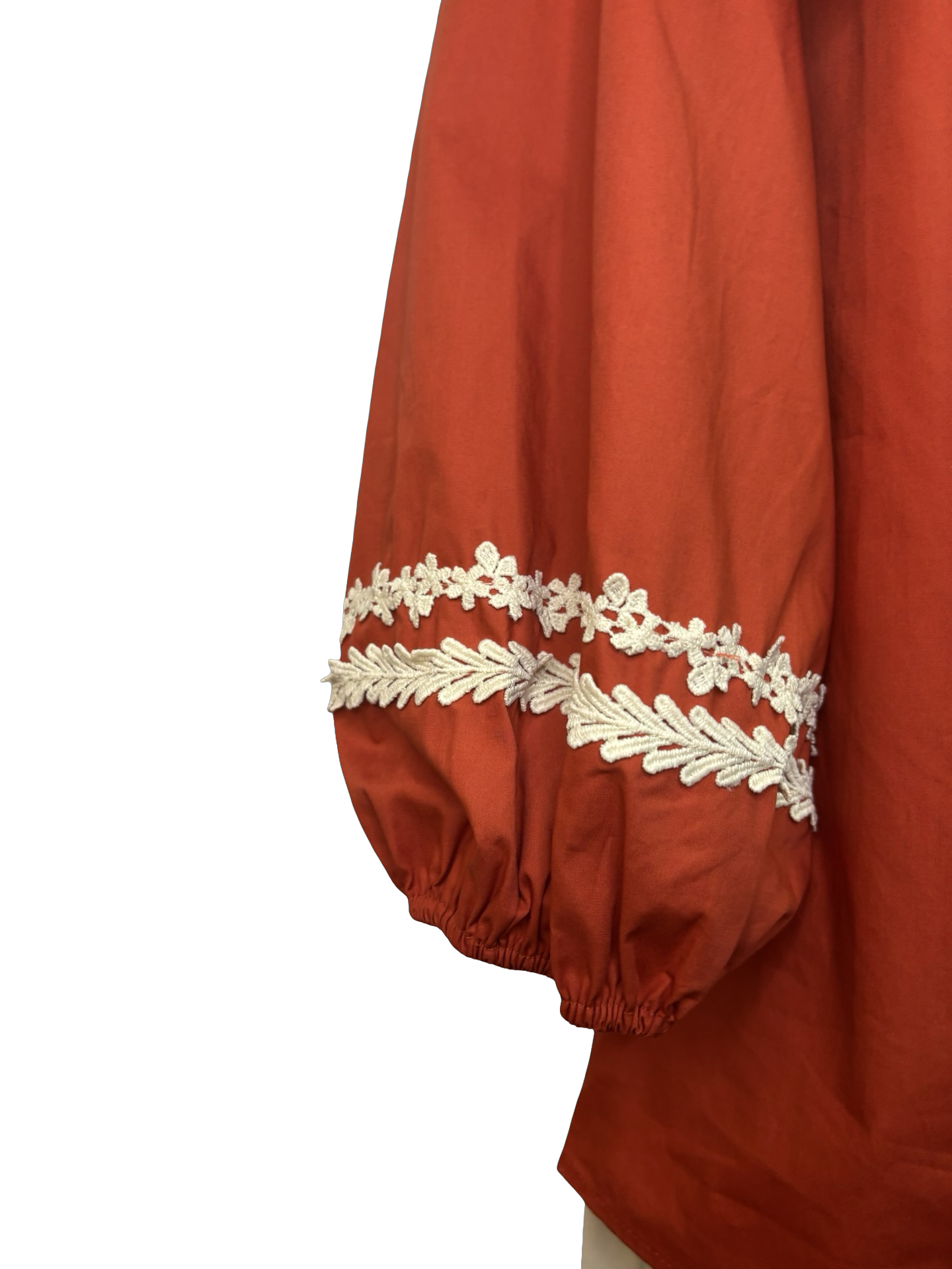 Embroidered Cotton Poplin Blouse Rust