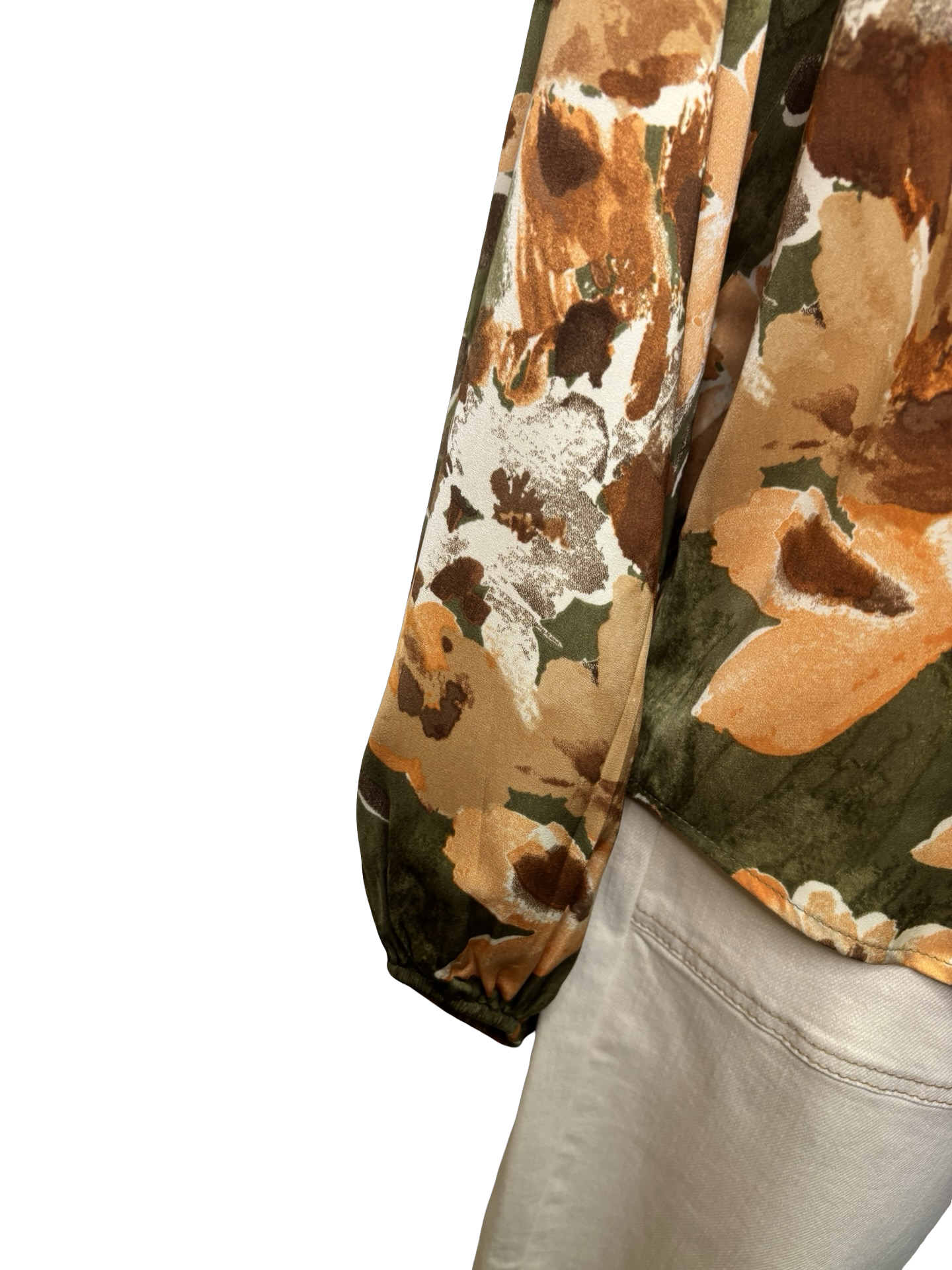 Mirabelle Satin Blouse Olive Print