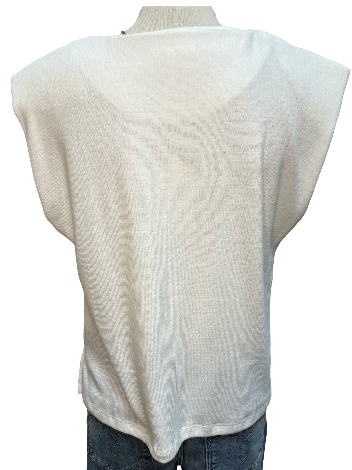 Cap Sleeve Sleeveless Top Off White