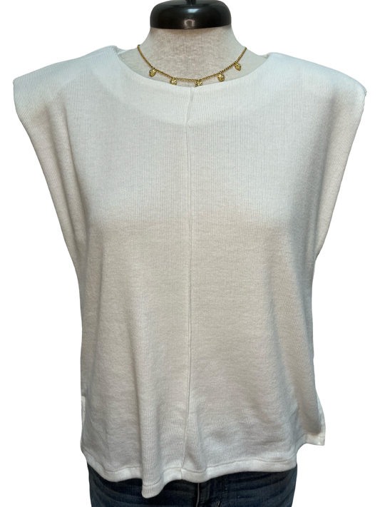 Cap Sleeve Sleeveless Top Off White