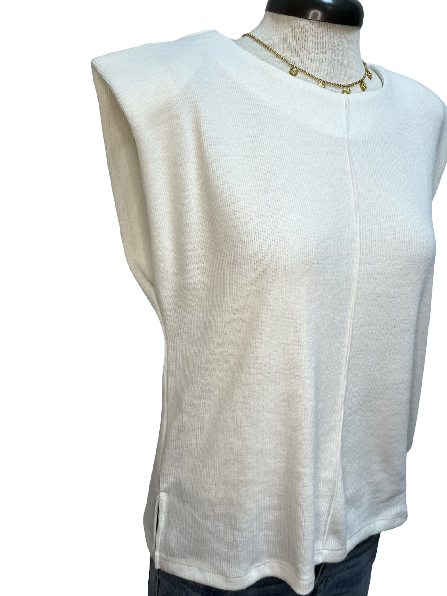 Cap Sleeve Sleeveless Top Off White
