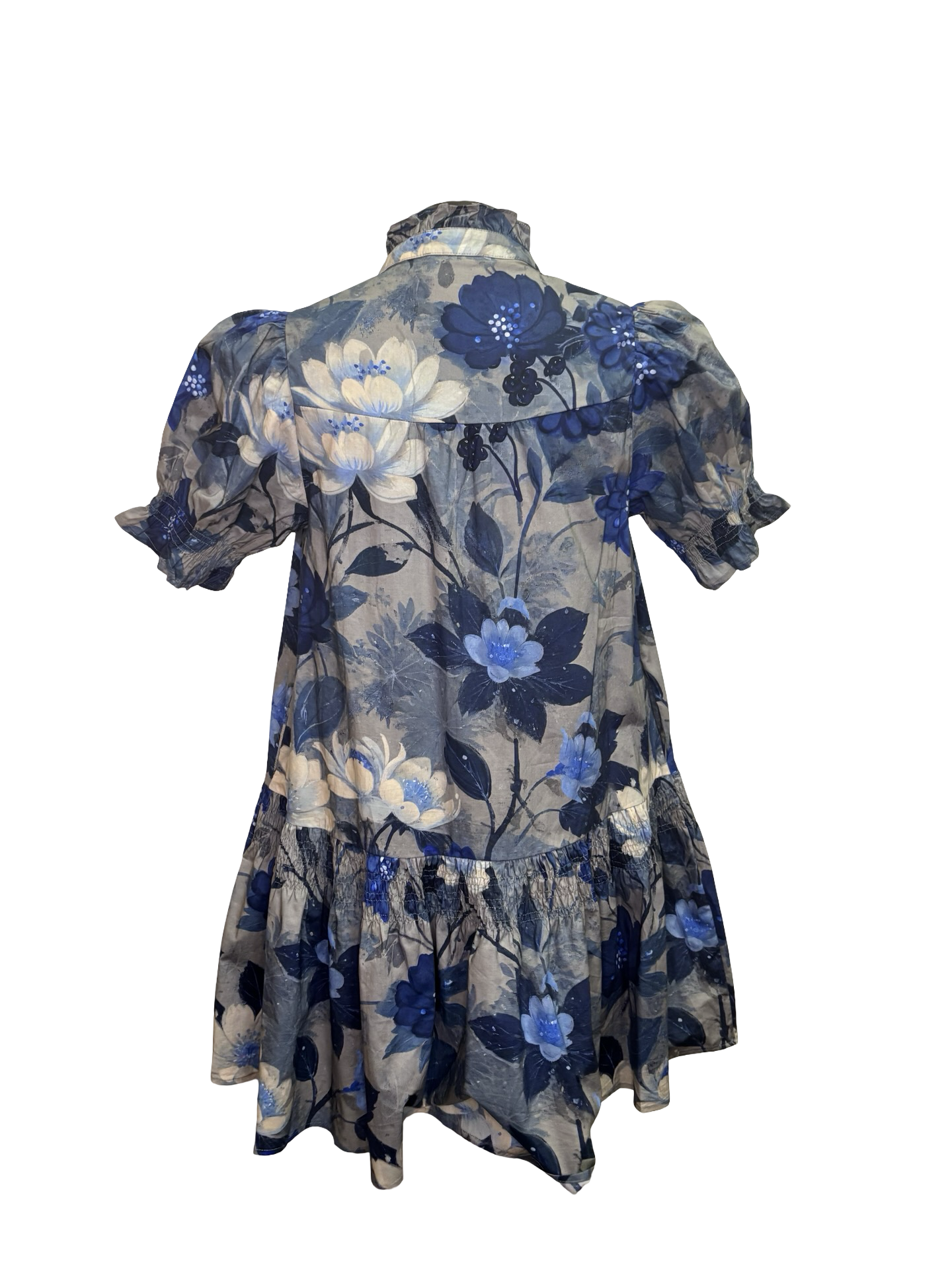 Floral Print Mini Dress Indigo