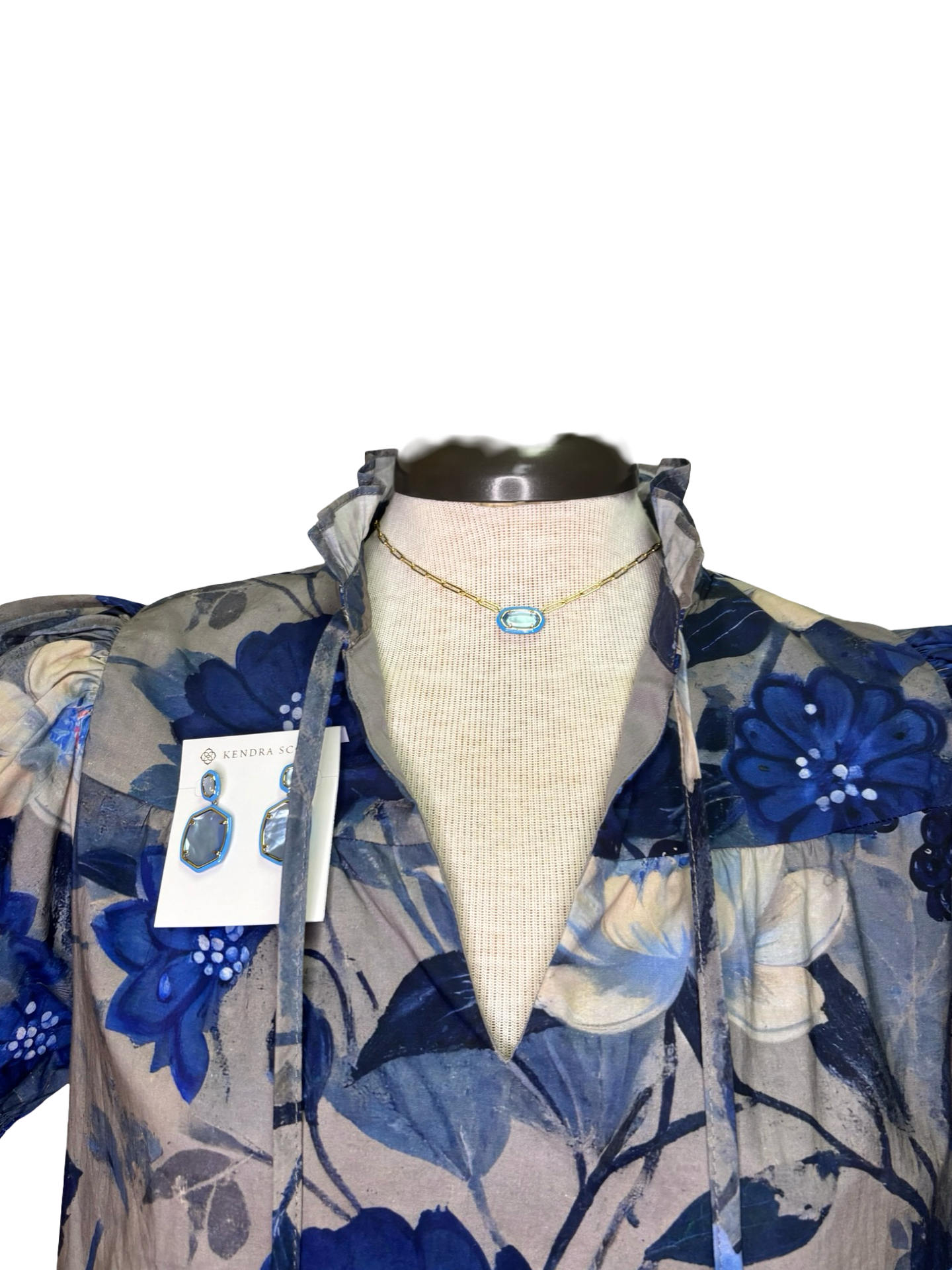 Floral Print Mini Dress Indigo