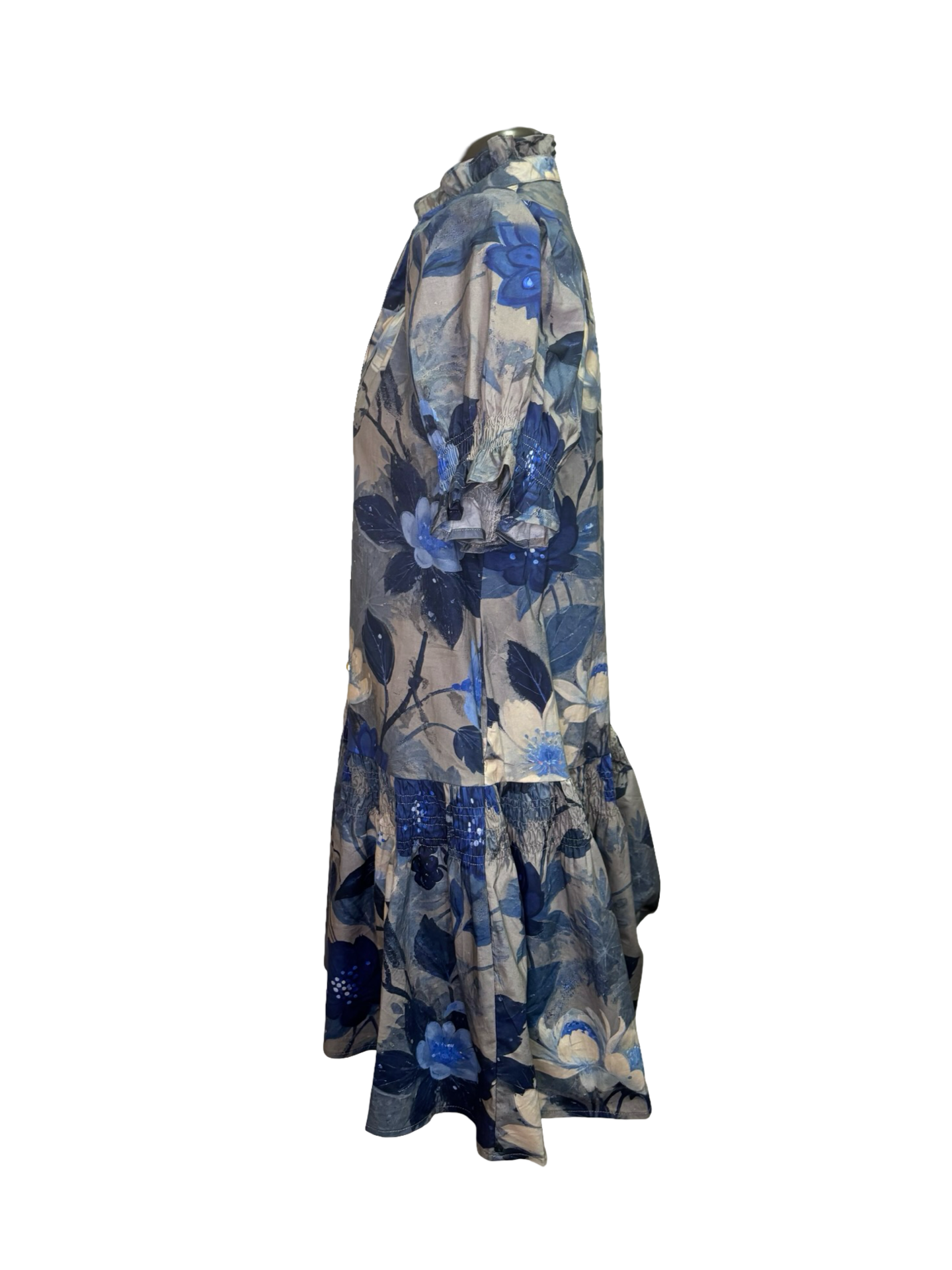 Floral Print Mini Dress Indigo