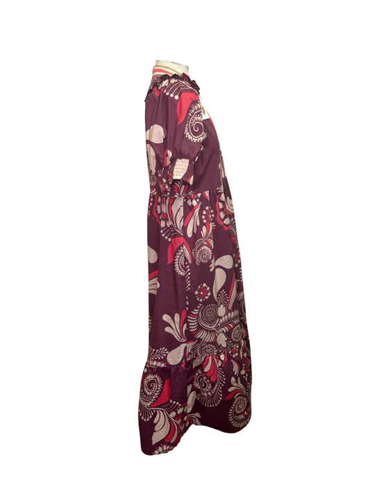 Paisley Pattern Midi Dress Plum