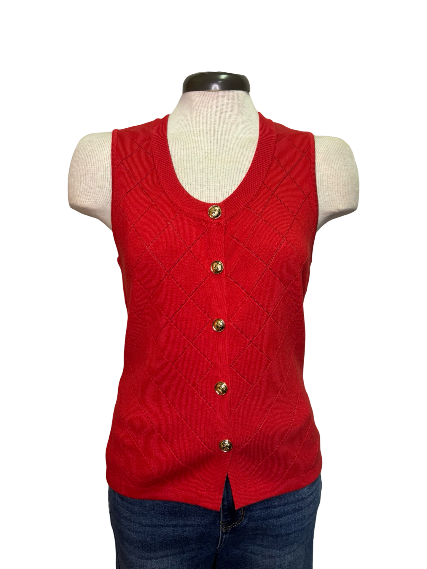 Sweater Knit Vest Red