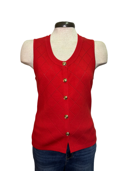 Sweater Knit Vest Red