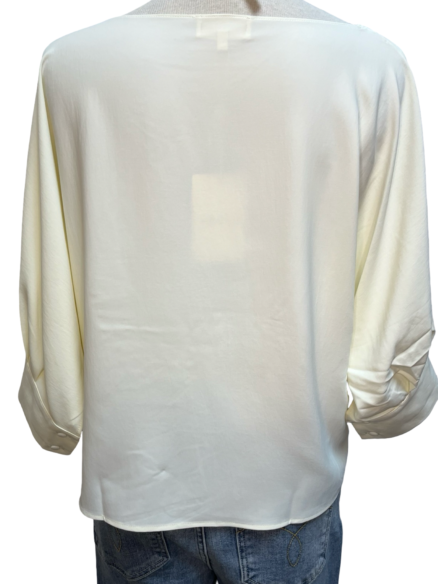Wide Neckline Sleeve Cuff Top Cream