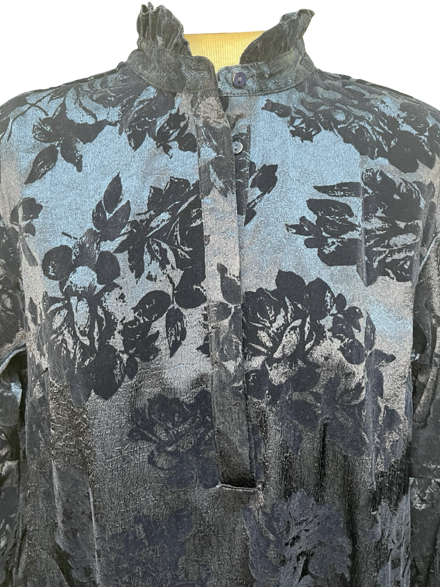 Floral Ruffle Neck Dress Midnight