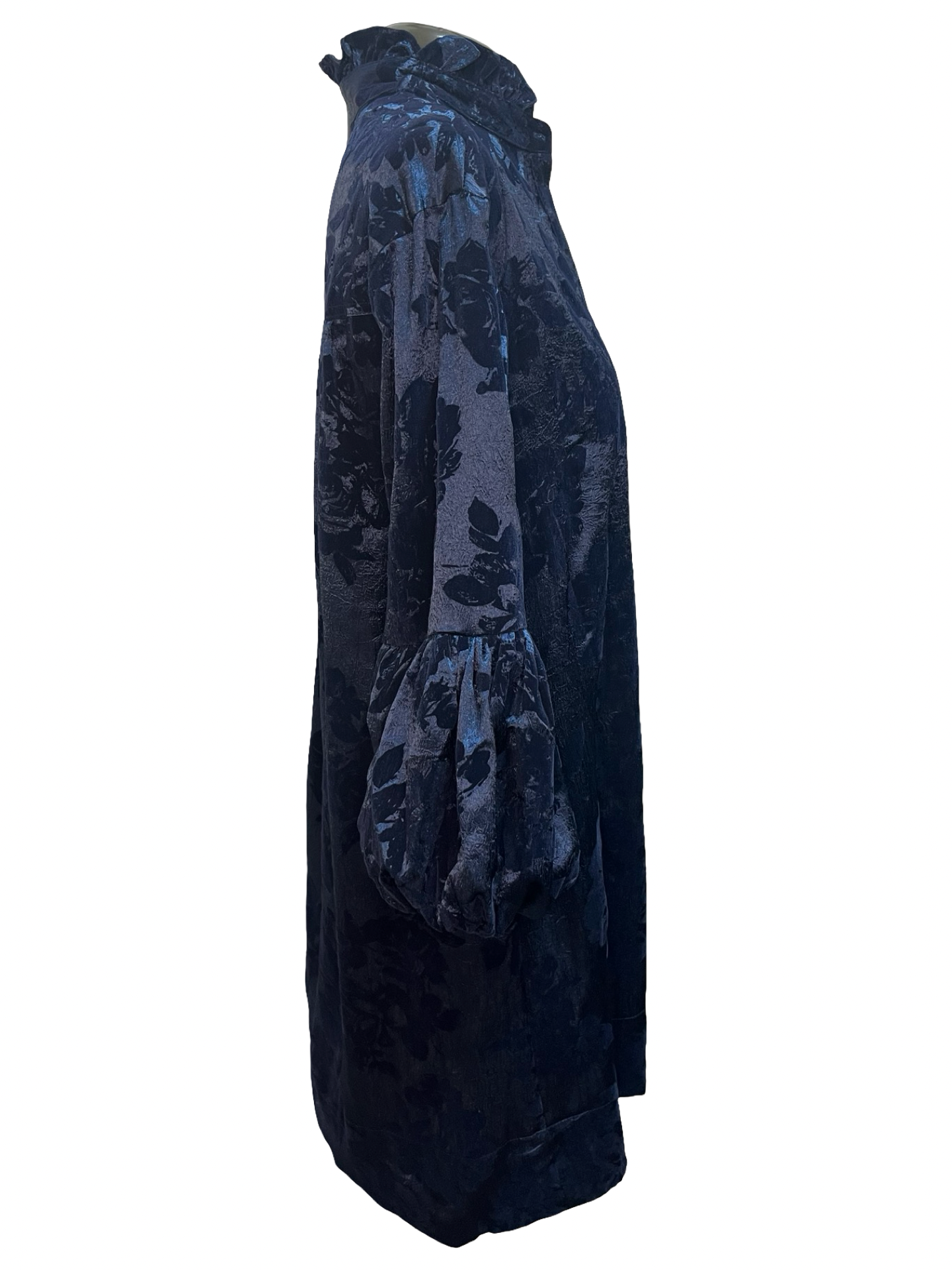 Floral Ruffle Neck Dress Midnight