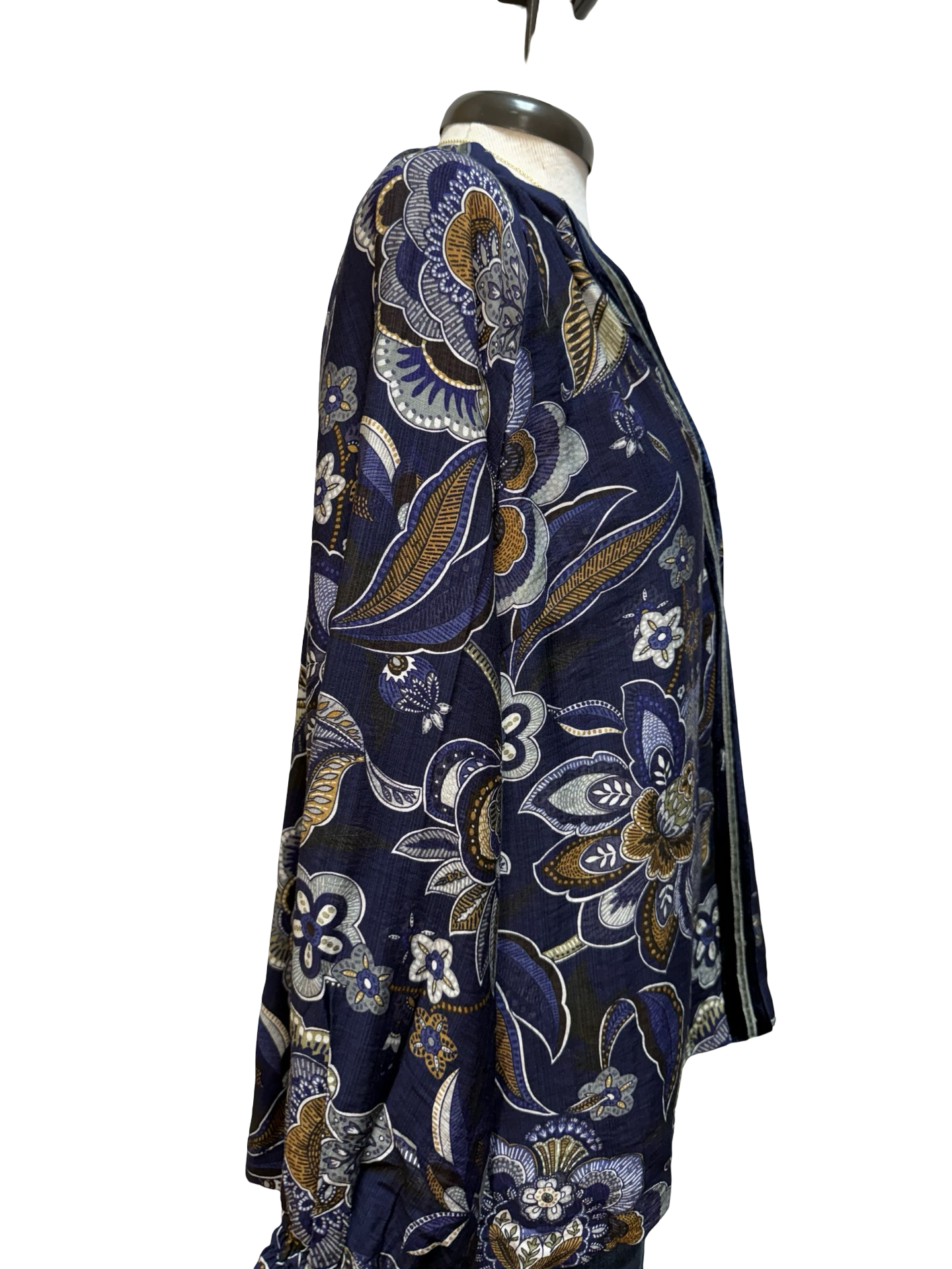 Floral Print Long Sleeve Blouse Navy