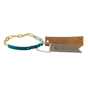Joy&Kindness Turq/Gold Chain Bracelet