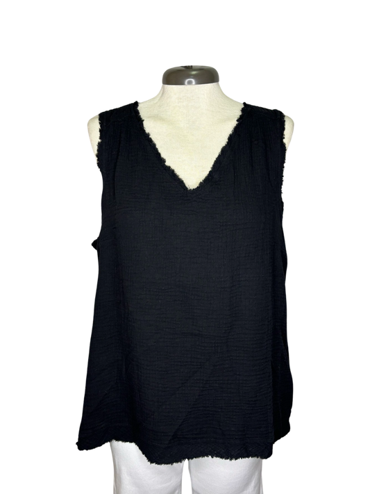 Gauze High Low Tank Black