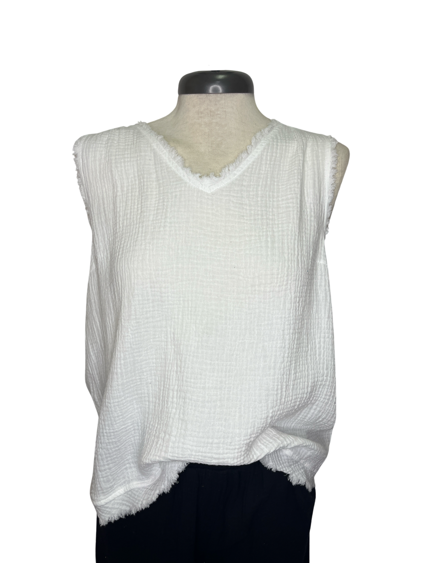 Gauze High Low Tank Off White