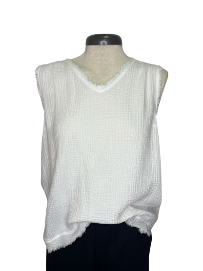 Gauze High Low Tank Off White