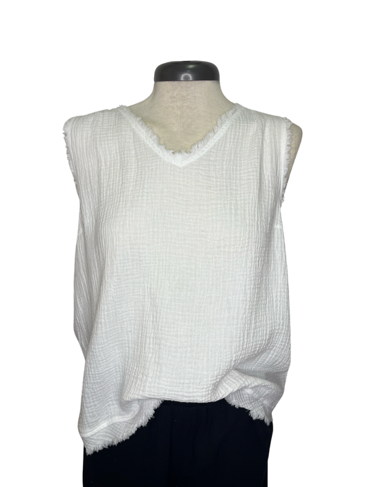 Gauze High Low Tank Off White