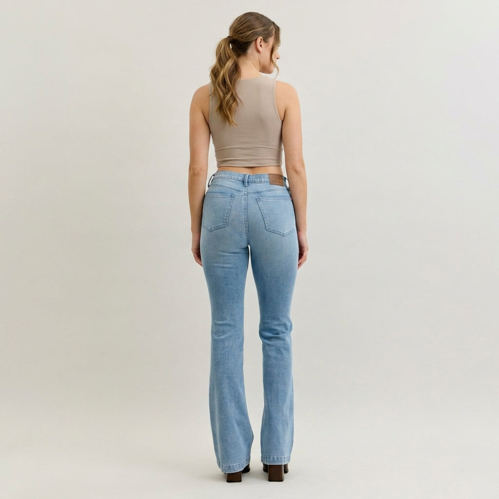 Judy Blue MR Bootcut Contrast Wash & Front Patch Pocket Jean