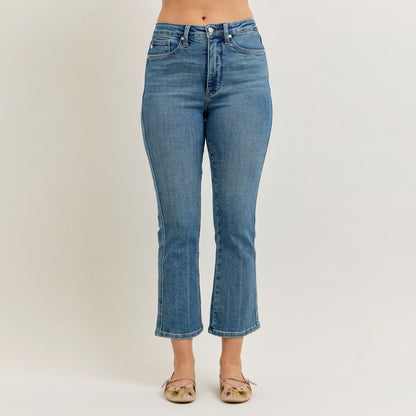 Judy Blue HW Tummy Control Kick Flare Crop Jean
