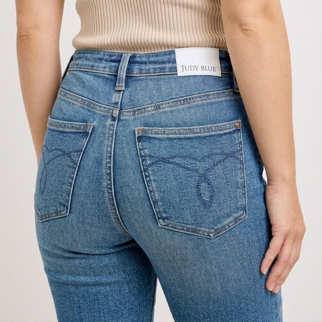 Judy Blue HW Tummy Control Kick Flare Crop Jean