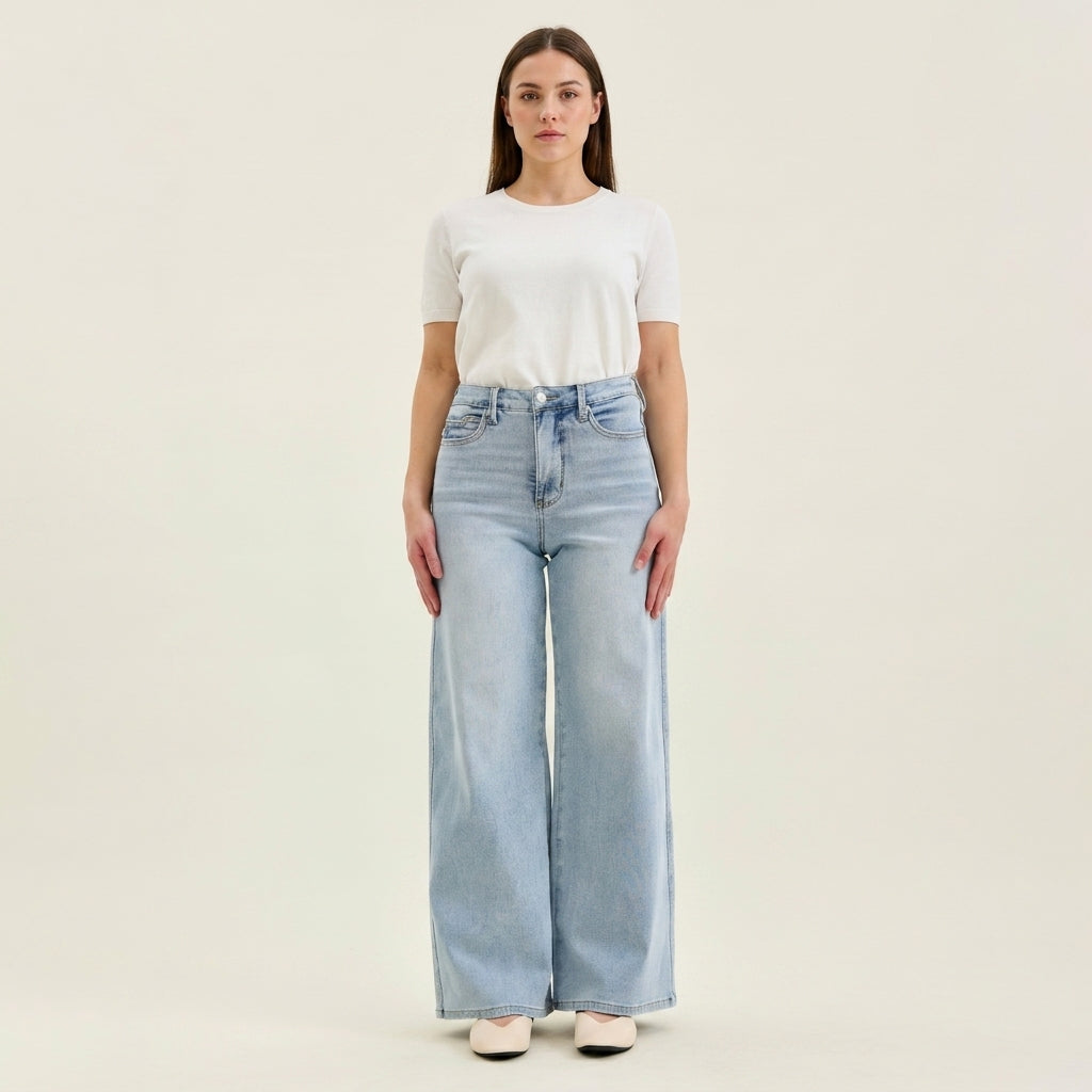 Judy Blue Tummy Control HW Retro Wide Jeans
