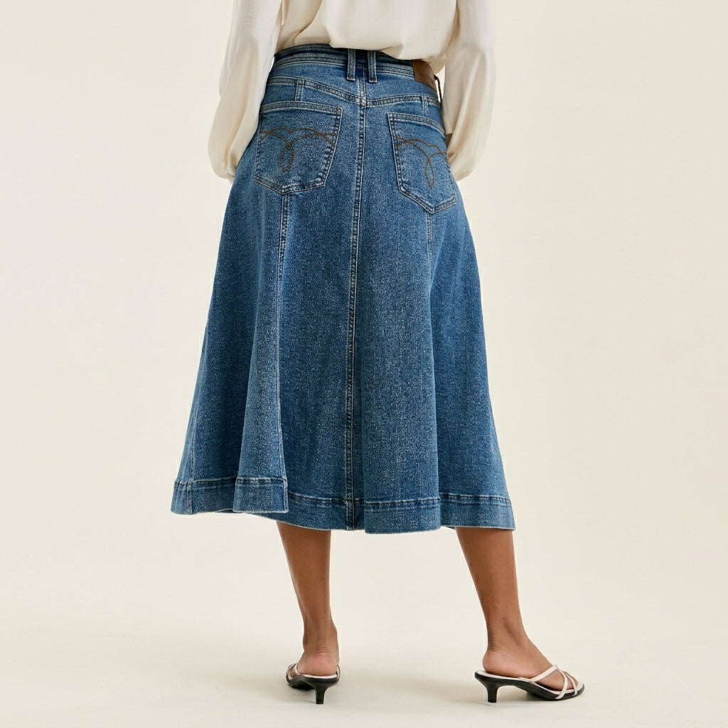 Judy Blue HW Lasso Denim Skirt Medium Stone