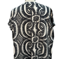 Geometric Print V Neck Top Black