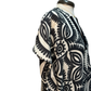 Geometric Print V Neck Top Black