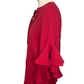 Bell Sleeve Pleated Detail Top Berry Red