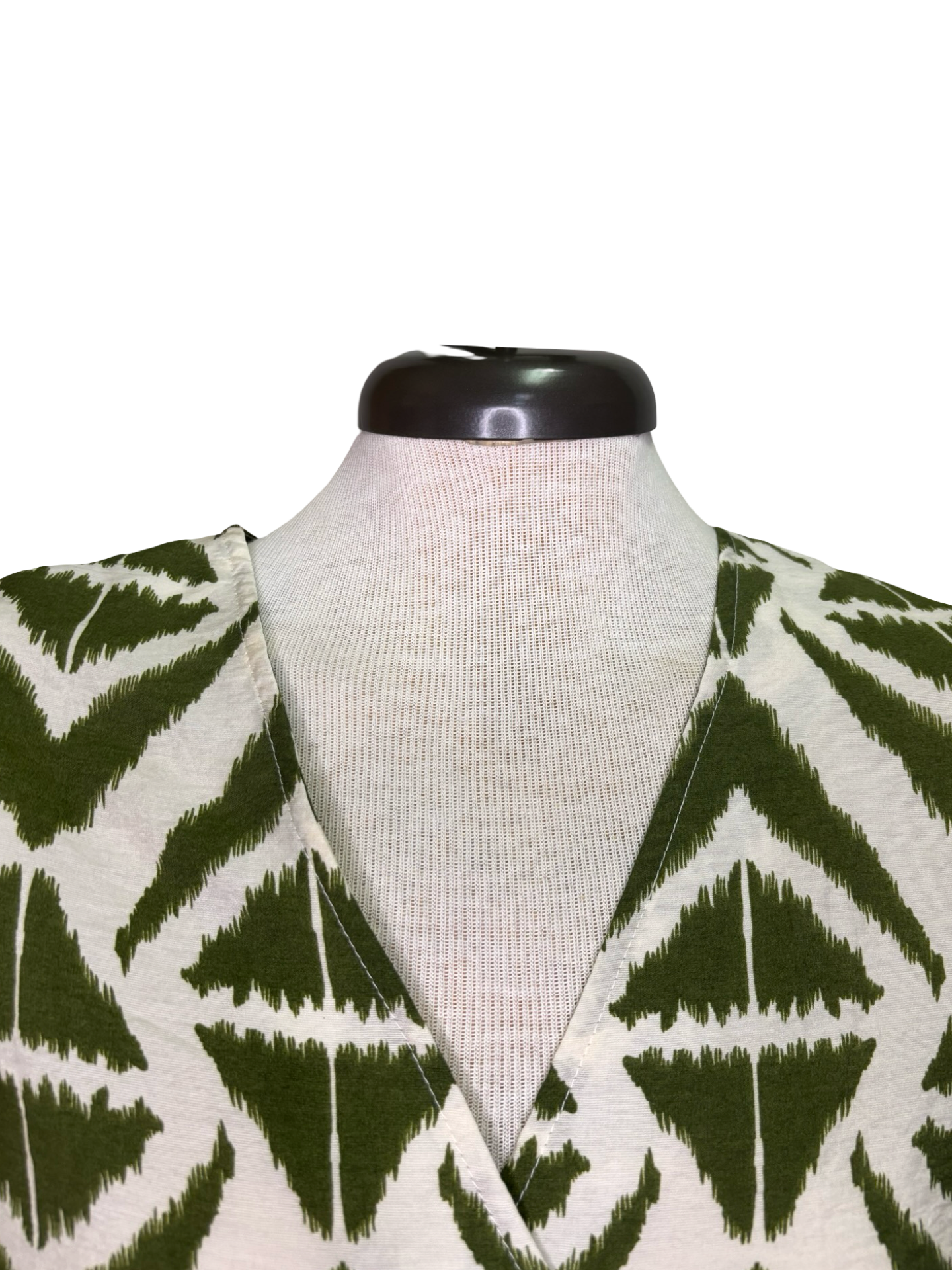 Bold Print V Neck Olive