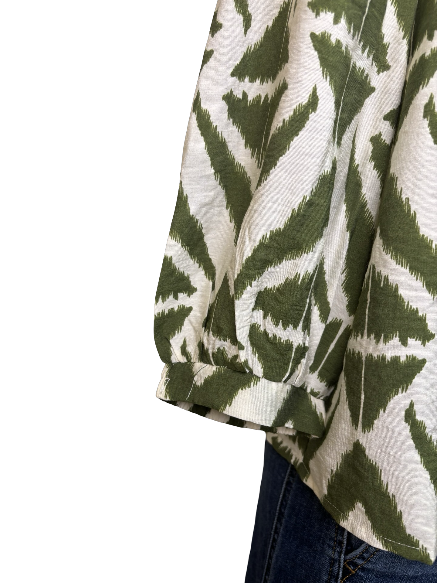 Bold Print V Neck Olive