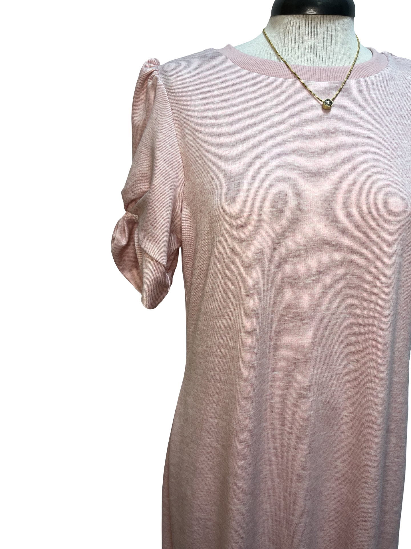 Knit Twist Sleeve Midi Dress Baby Pink