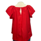 Linen V Neck Cap Sleeve Top Red